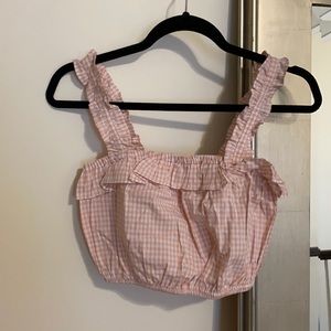 Pink plaid crop top